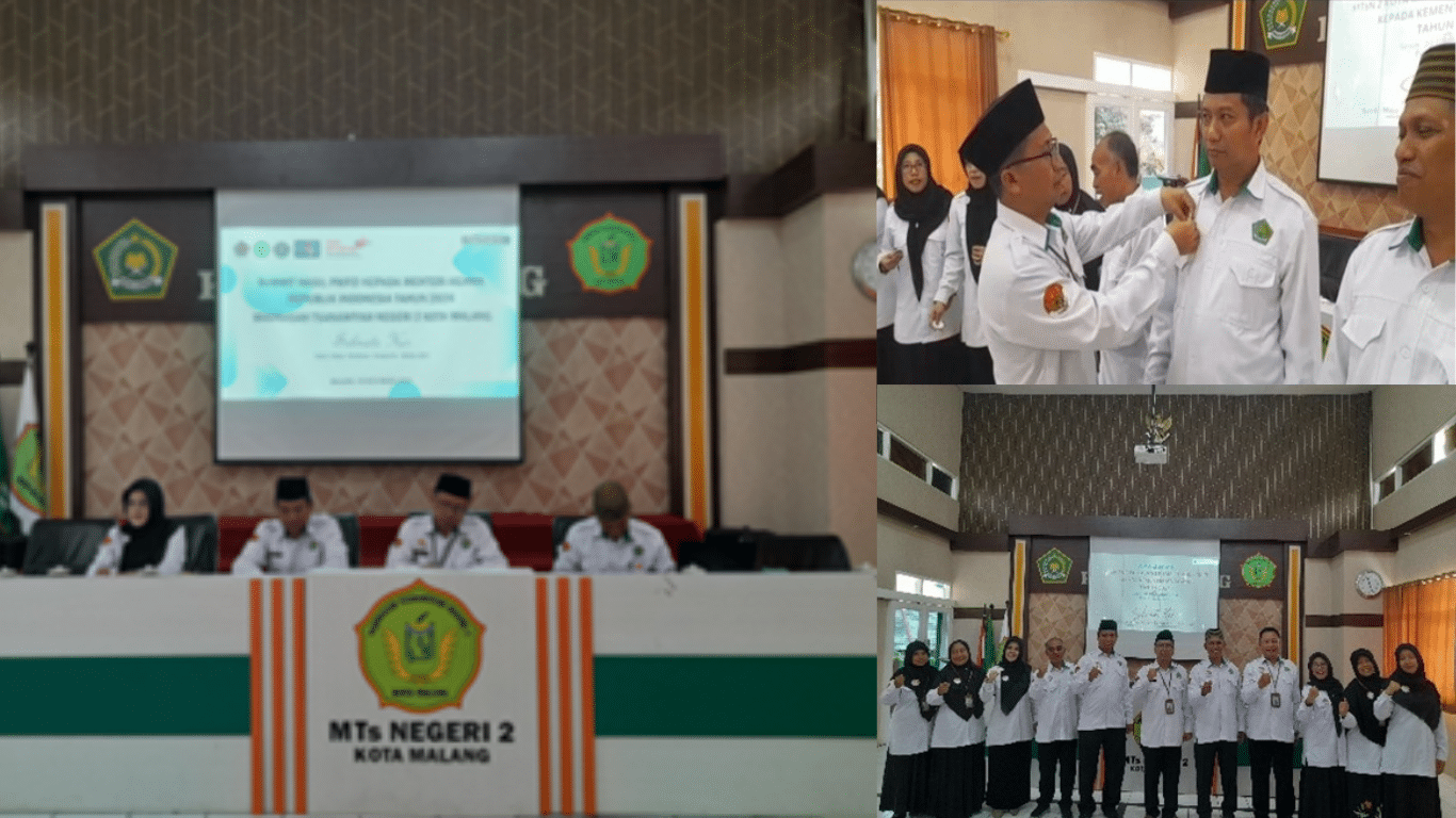 MTsN 2 Kota Malang Raih Pencapaian Gemilang Menuju Zona Integritas Unggul, Penyematan Pin dan Submit Hasil PMPZI untuk Mewujudkan Budaya Kerja Bersih dan Transparan