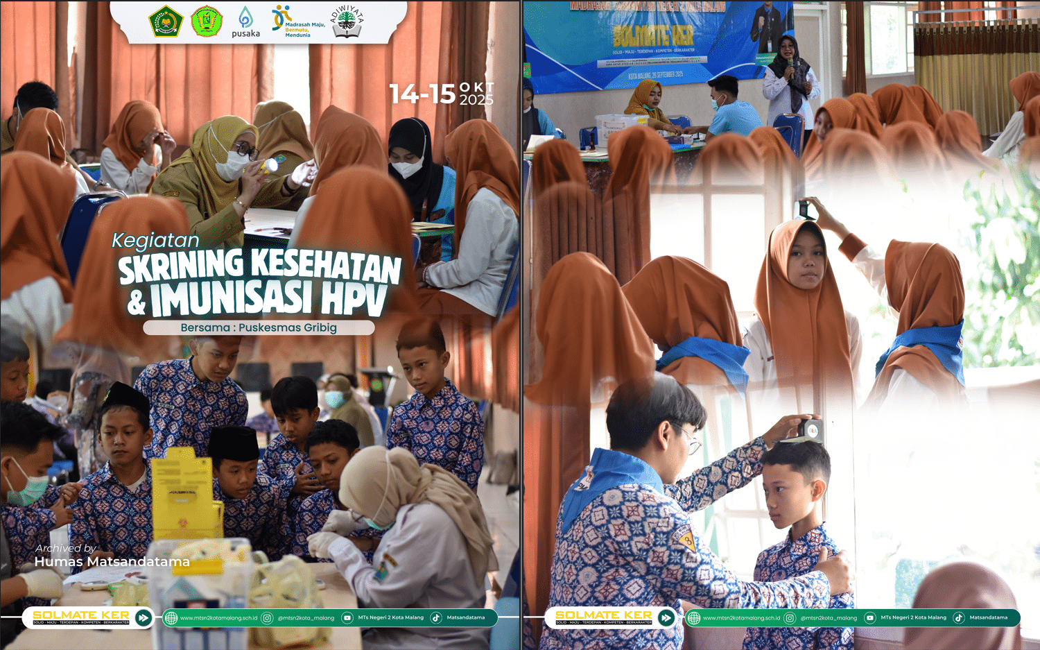 MTsN 2 Kota Malang Gelar Screening Kesehatan dan Imunisasi HPV bagi Siswa Kelas 7 dan 9 Putri