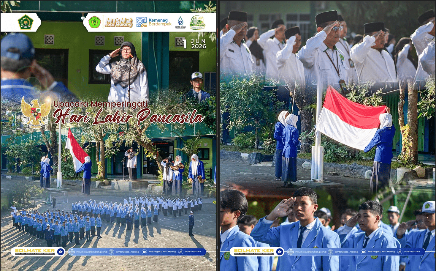 Pancasila Pemersatu Bangsa dan Fondasi Damai Dunia: MTsN 2 Kota Malang Gelar Upacara Khidmat
