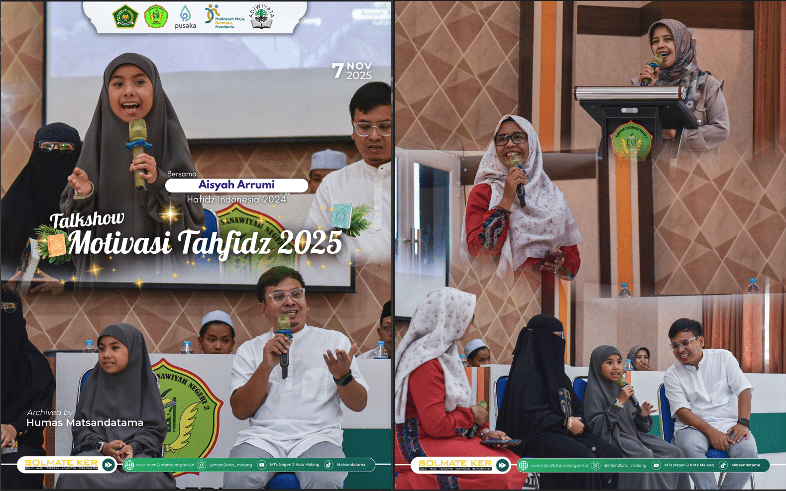 Talkshow Motivasi Menghafal Al Qur’an Bersama Hafdz Cilik Aisyah Arrumi di MTsN 2 Kota Malang
