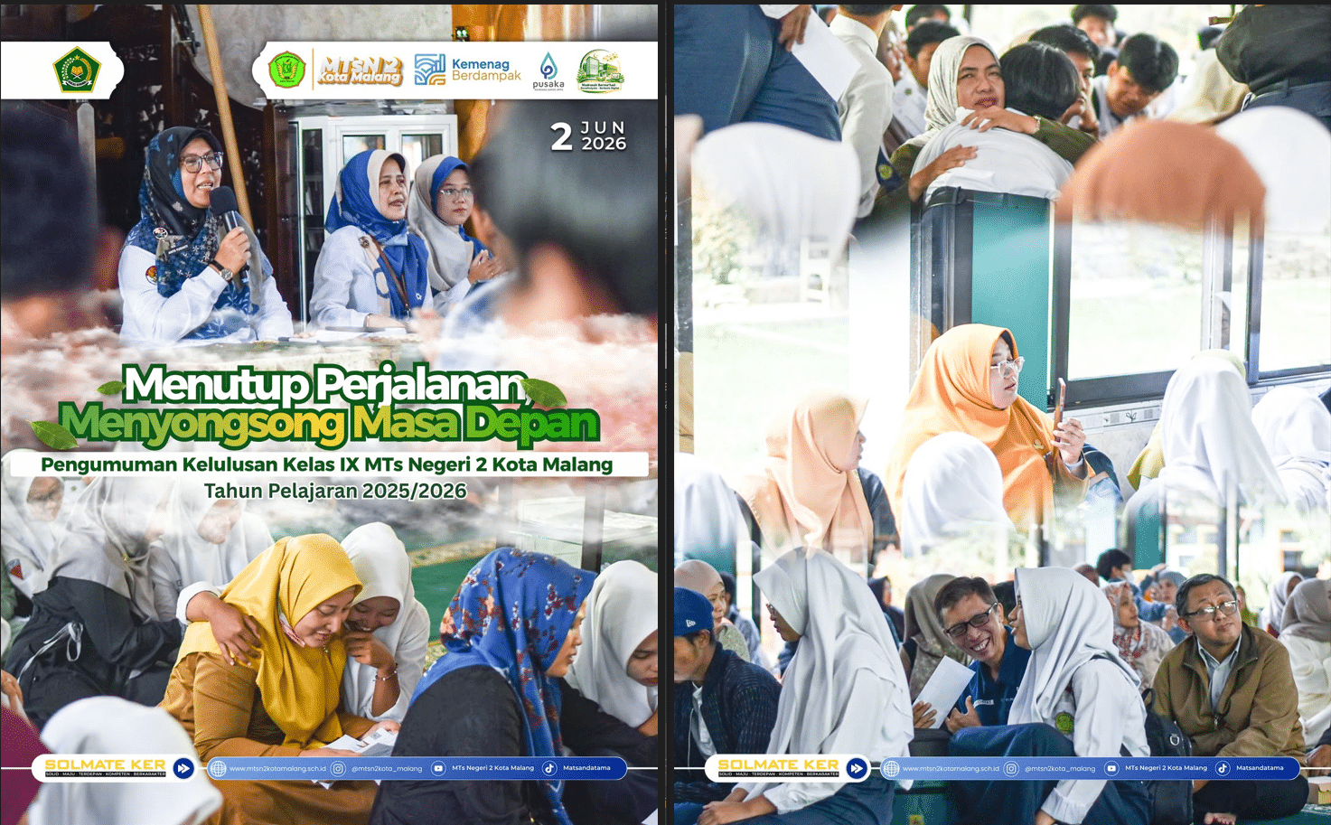 Suasana Syahdu dan Derai Air Mata Haru Warnai Pengumuman Kelulusan 256 Murid Kelas 9 MTsN 2 Kota Malang di Masjid Al Ikhlas