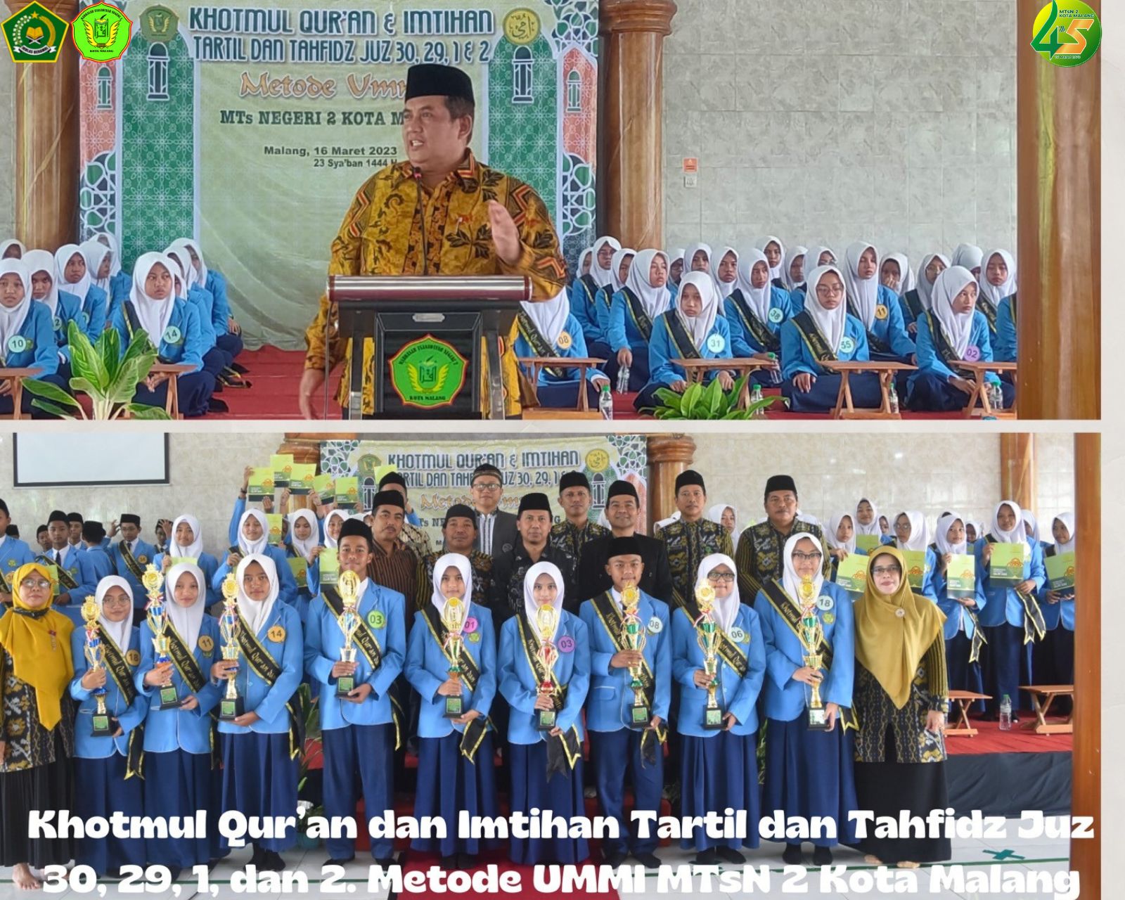 Memuliakan Al Qur’an, MTsN 2 Kota Malang Laksanakan Khotmul Qur’an dan  Imtihan Juz 30, 29,1, dan 2