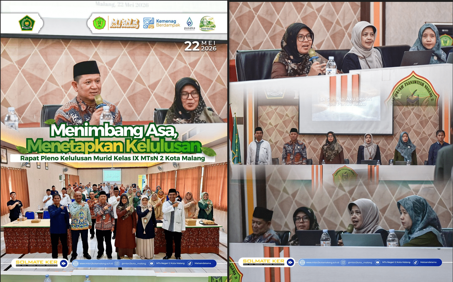 Sidang Pleno Kelulusan Kelas IX MTsN 2 Kota Malang Berlangsung Khidmat dan Penuh Tanggung Jawab