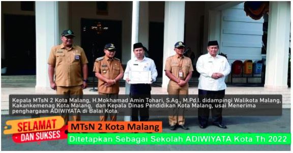 MTsN 2 Kota Malang Sukses Raih Penghargaan Adiwiyata Kota Tahun 2022