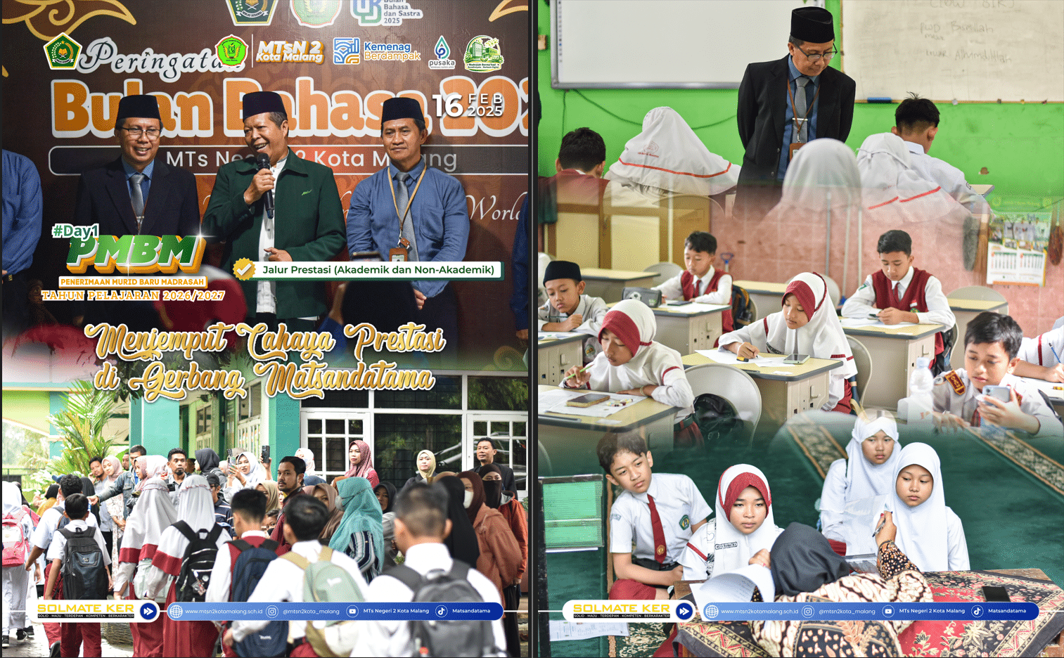Tes Jalur Prestasi PMBM 2026–2027 MTsN 2 Kota Malang Digelar Khidmat di Tengah Guyuran Hujan