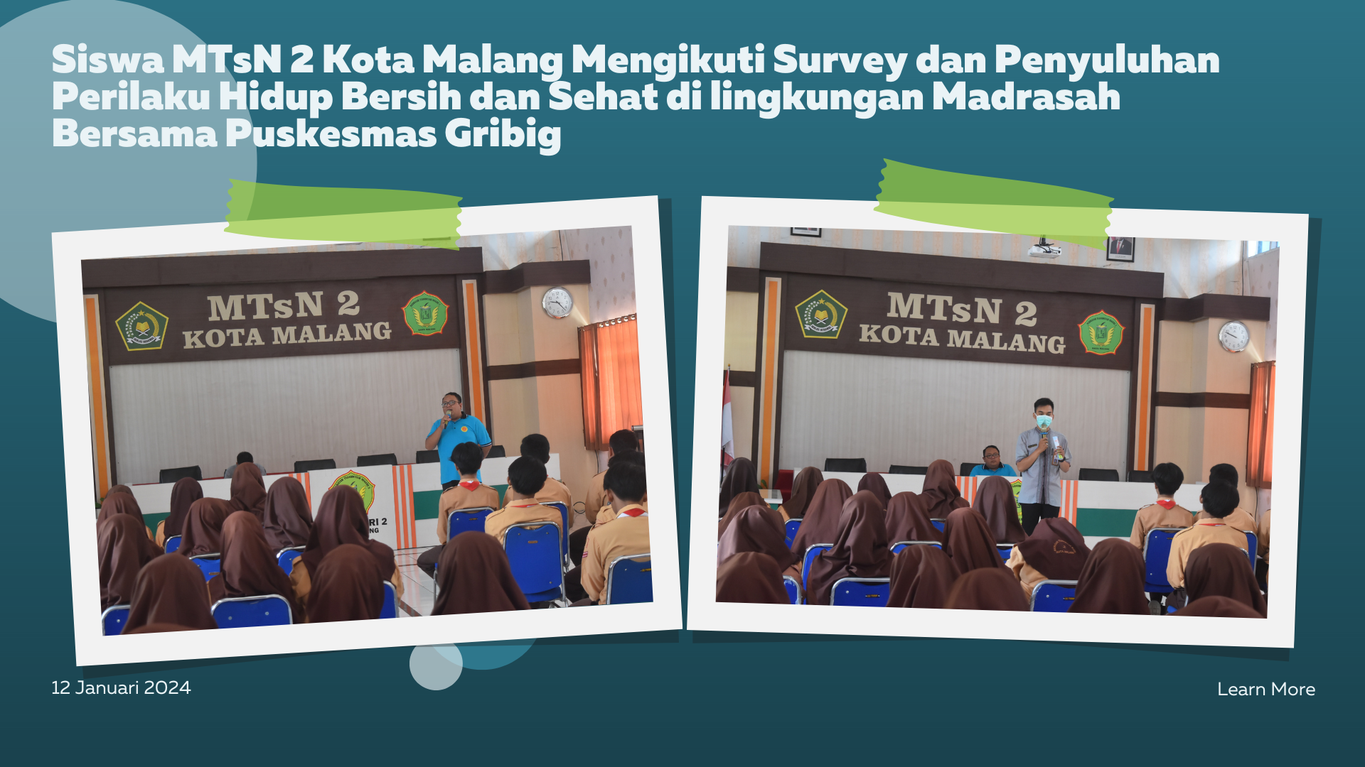 Siswa MTsN 2 Kota Malang Mengikuti Survey dan Penyuluhan Perilaku Hidup Bersih dan Sehat di lingkungan Madrasah Bersama Puskesmas Gribig