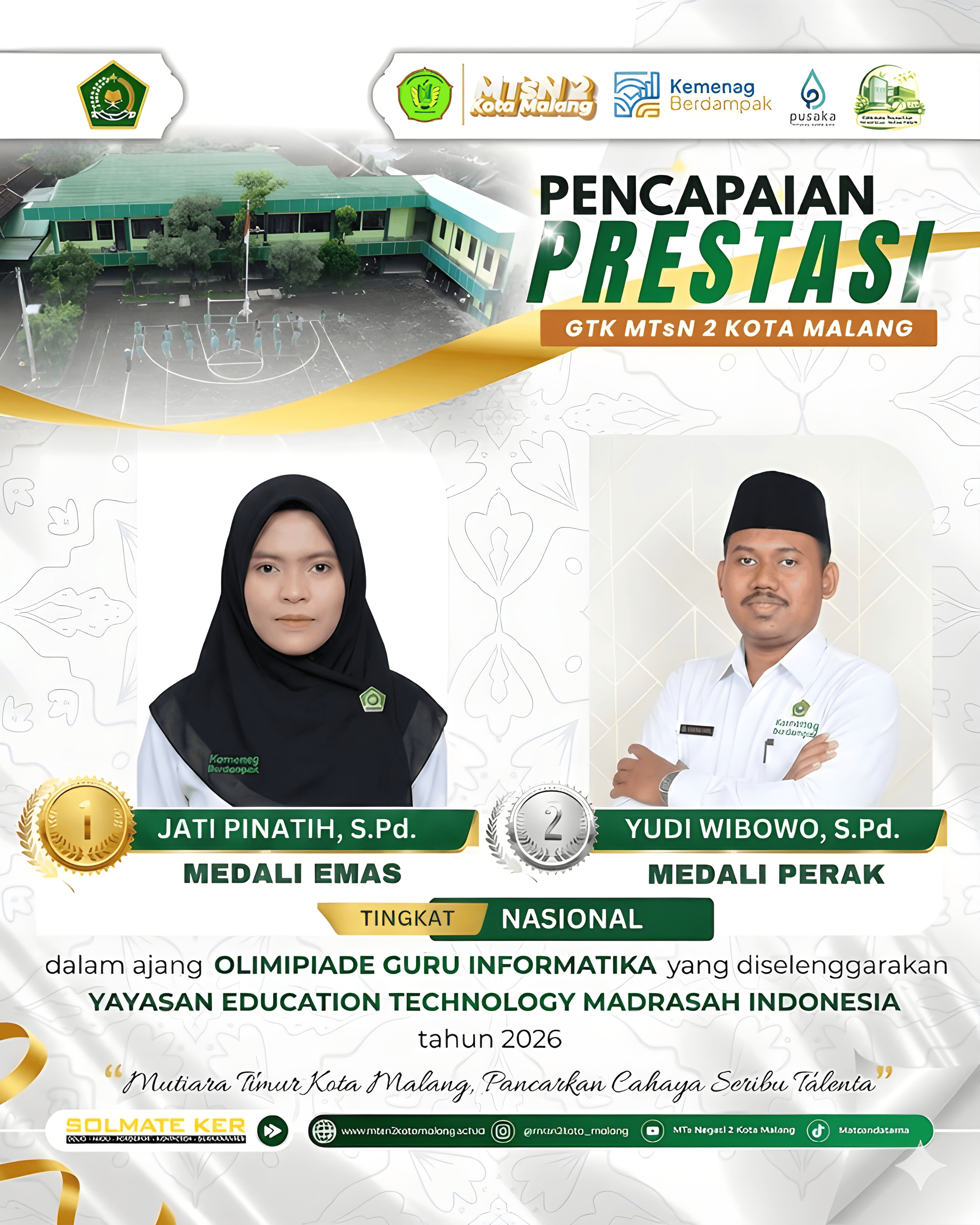 Prestasi Nasional Guru MTsN 2 Kota Malang Raih Medali Emas dan Perak pada Olimpiade Informatika Madrasah 2026