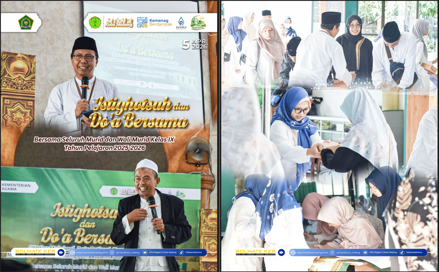 ESQ &amp; Istighosah MTsN 2 Kota Malang: Ikhtiar Maksimal, Doa Optimal, Tawakal Total Menuju Sukses Akademik 2026