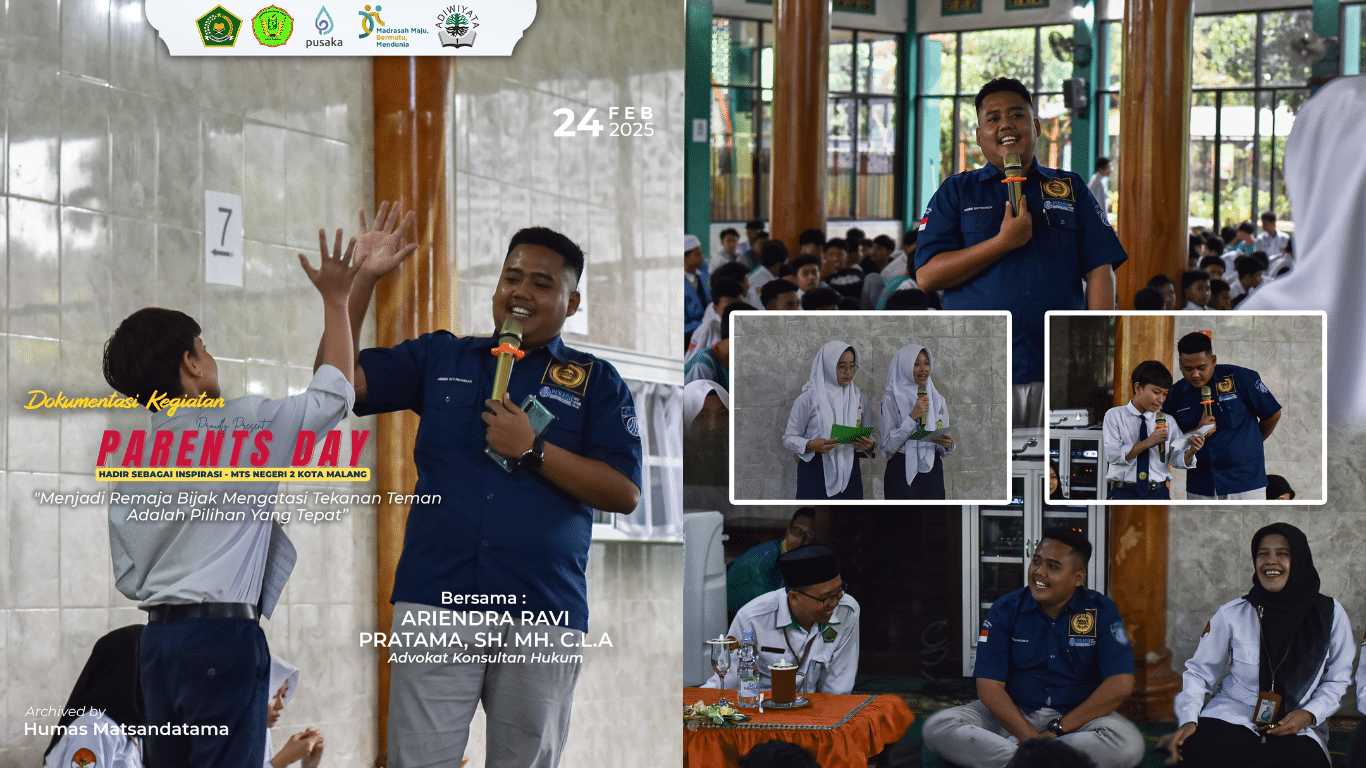Jumpa Tokoh Parents Day di MTsN 2 Kota Malang Remaja Bijak Menghadapi Tekanan Sosial dengan Pesan Inspiratif dari Tokoh Terkenal